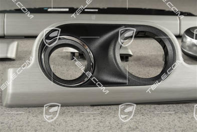 Aluminium. Dashboard trim moulding set / kit inclusive selector lever PDK in black leather