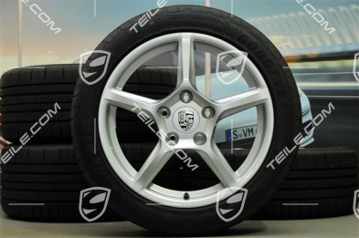 18" Boxster summer wheel set, 8J x 18 ET57 + 9J x 18 ET47 + summer tyres Goodyear Eagle F1 235/45 R18 + 265/45 R18, without TPM
