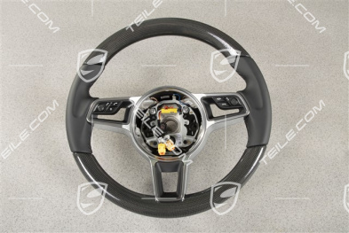Multifunction steering wheel, Leather/Carbon, Black