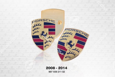 Lid emblem, front, crest Porsche