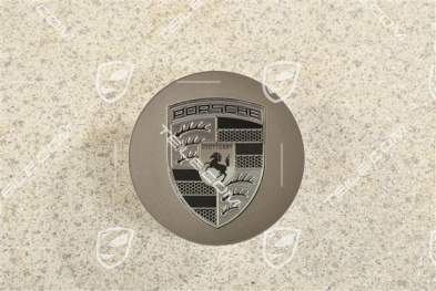 Hub cap, concave, emblem in turbonite, turbonite / rhodium grey